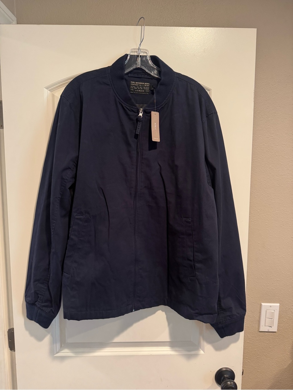 J. Crew Men's Navy Bomber Jacket - Zip Front